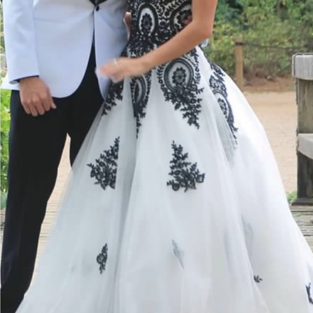 Elegant Black and White Gown